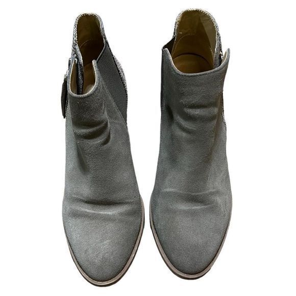 Vionic Women’s Anne Ankle Bootie Suede Snakeskin Printed Heel Gray‎ Tan Size 8.5 - Picture 2 of 13